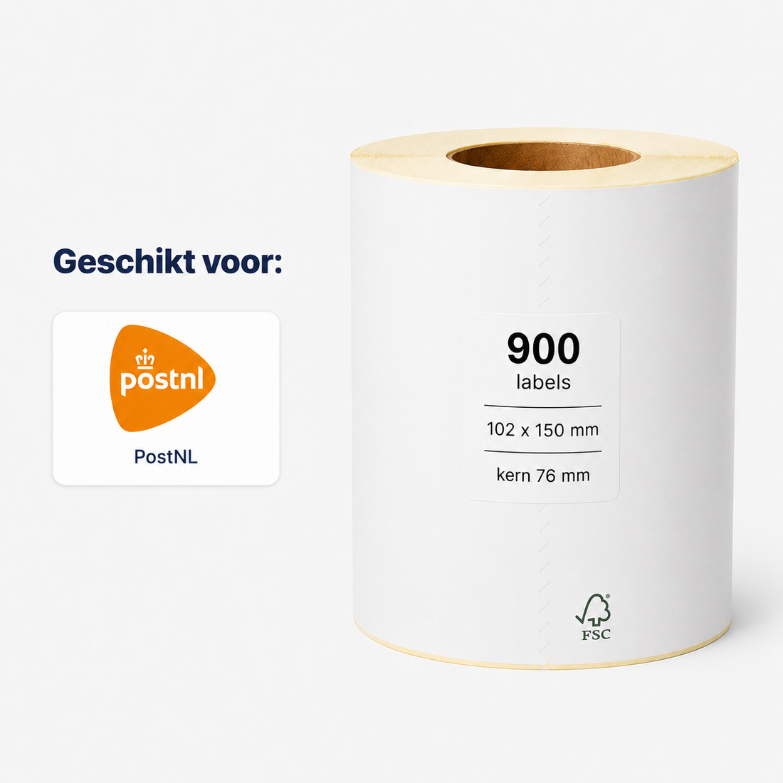 Verzendlabel PostNL 102 x 150 mm <br>(900 labels per rol)