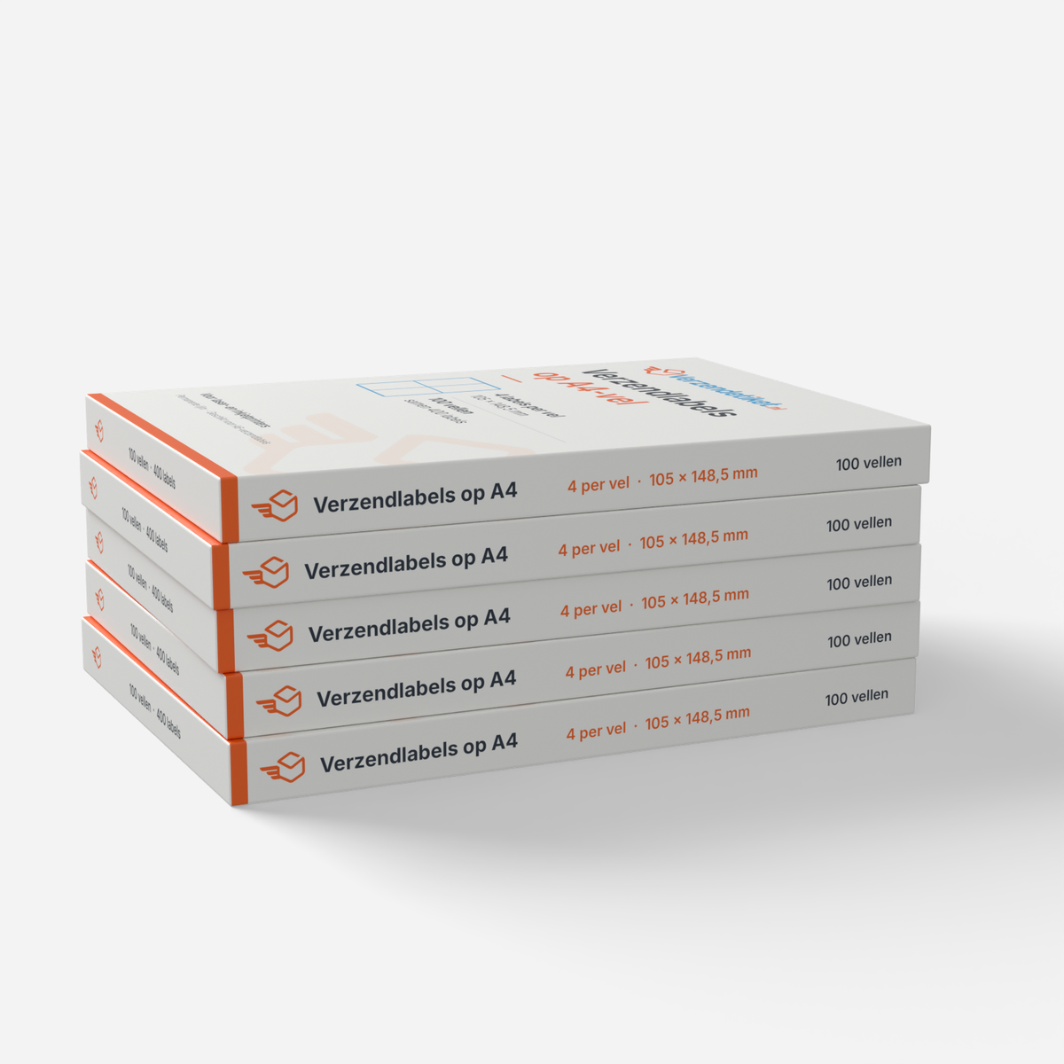 Verzendlabels op A4, 4 per vel <br>(doos met 100 vellen)