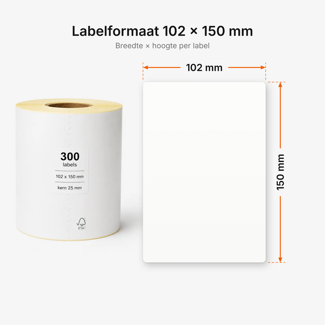 Verzendlabel 102 x 150 mm (A6) <br>(300 labels per rol)