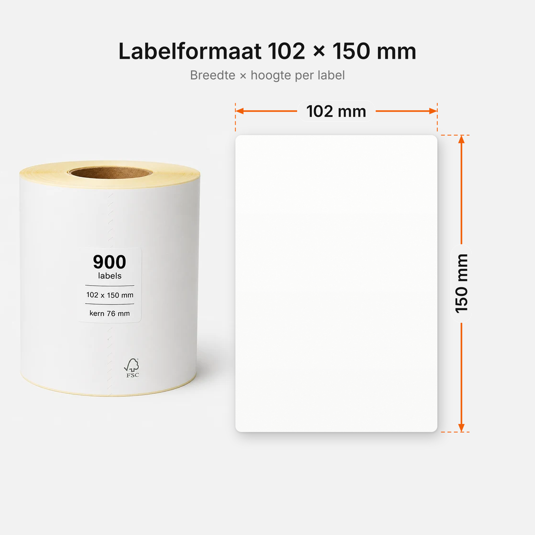 Verzendlabel 102 x 150 mm (A6) <br>(900 labels per rol)